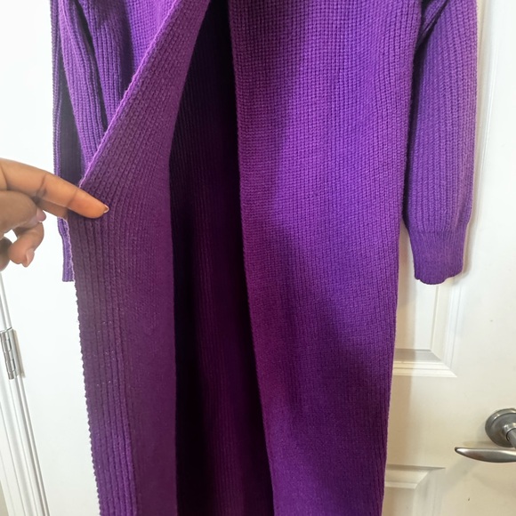 Purple Ribbed Turtleneck Maxi Sweater Dress - Picture 4 of 5